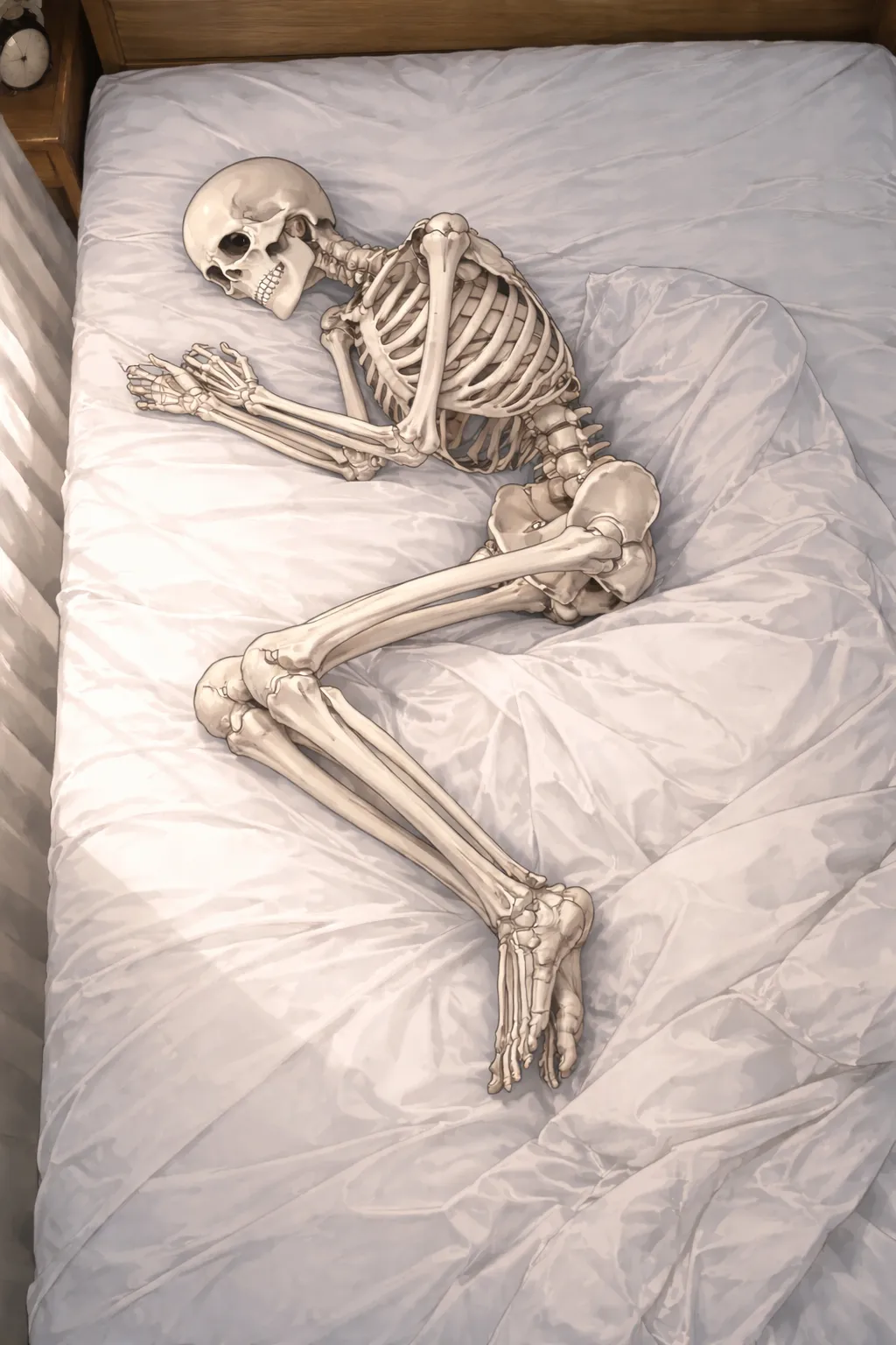 横向き寝は背中を丸くしてしまう、肩の痛みの原因かも・・・